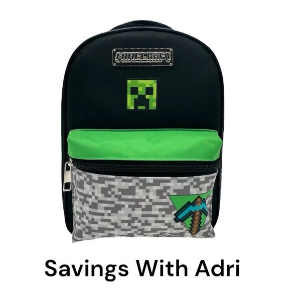 Minecraft Insulated Lunch Bag with Mesh Bottle Pocket - Picture 1 of 3